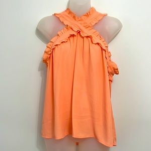 J Crew Drapey Wrap Front Ruffle Tank Blouse
